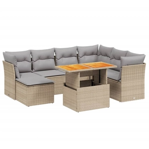 vidaXL Salon de jardin avec coussins 8 pcs beige résine tressée pas cher