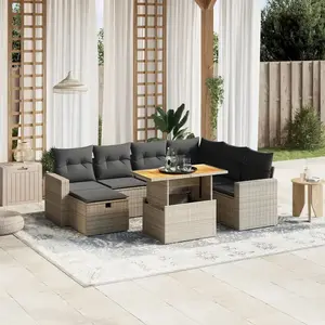 vidaXL Salon de jardin 8 pcs avec coussins gris résine tressée pas cher