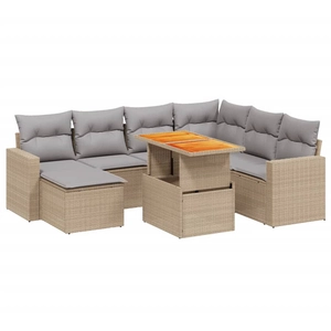 vidaXL Salon de jardin avec coussins 8 pcs beige résine tressée pas cher