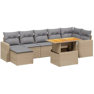 vidaXL Salon de jardin avec coussins 8 pcs beige résine tressée pas cher