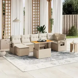 vidaXL Salon de jardin avec coussins 8 pcs beige résine tressée pas cher