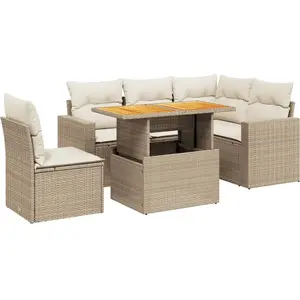 vidaXL Salon de jardin avec coussins 6 pcs beige résine tressée pas cher