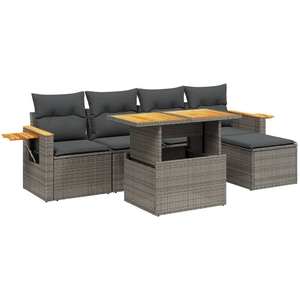 vidaXL Salon de jardin 6 pcs avec coussins gris résine tressée pas cher
