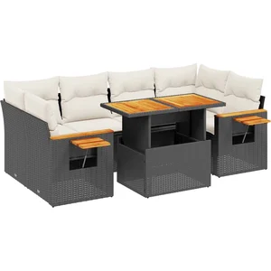 vidaXL Vidaxl Salon De Jardin 7 Pcs Avec Coussins Noir Résine Tressée pas cher