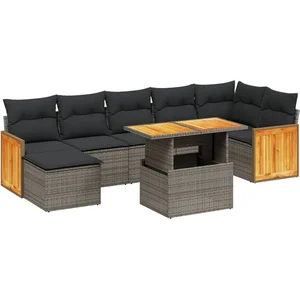vidaXL Salon de jardin 8 pcs avec coussins gris résine tressée pas cher