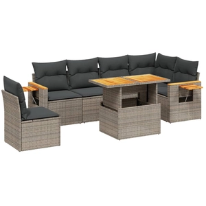 vidaXL Salon de jardin avec coussins 7 pcs gris résine tressée pas cher