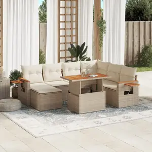 vidaXL Salon de jardin avec coussins 8 pcs beige résine tressée pas cher