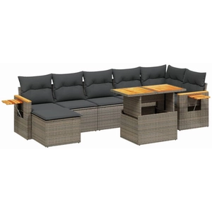 vidaXL Salon de jardin 8 pcs avec coussins gris résine tressée pas cher
