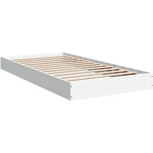vidaXL Vidaxl Cadre De Lit Sans Matelas Blanc 90x190 Cm Bois D'ingénierie pas cher