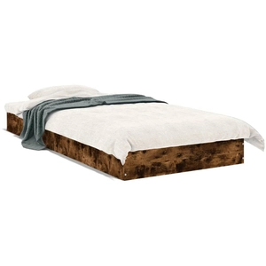 vidaXL Cadre de lit sans matelas chêne fumé 75x190cm bois d'ingénierie pas cher