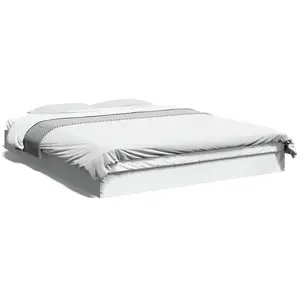 vidaXL Cadre de lit blanc 150x200 cm bois d'ingénierie pas cher