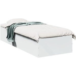 vidaXL Cadre de lit sans matelas blanc 75x190 cm bois d'ingénierie 841986 pas cher