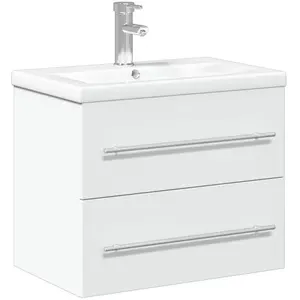 Comparateur de prix : vidaXL Armoire lavabo de salle de bain avec bassin intégré blanc