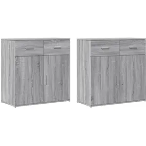 vidaXL Buffets 2 pcs sonoma gris 79x38x80 cm bois d'ingénierie pas cher