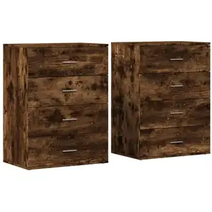 vidaXL Buffets 2 pcs chêne fumé 60x39x80 cm bois d'ingénierie pas cher
