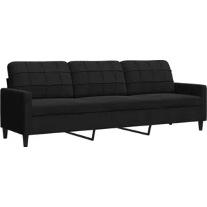 vidaXL Canapé à 3 places Noir 210 cm Velours pas cher