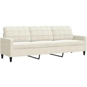vidaXL Canapé à 3 places Crème 210 cm Velours pas cher