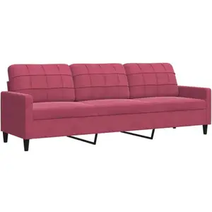 vidaXL Canapé à 3 places Rouge bordeaux 210 cm Velours