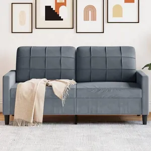 vidaXL Canapé à 2 places Gris foncé 140 cm Velours pas cher
