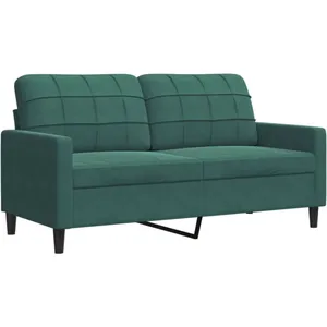 vidaXL Canapé à 2 places Vert foncé 140 cm Velours pas cher