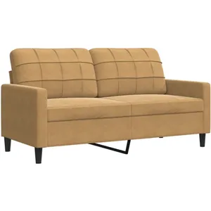 vidaXL Canapé à 2 places Marron 140 cm Velours pas cher