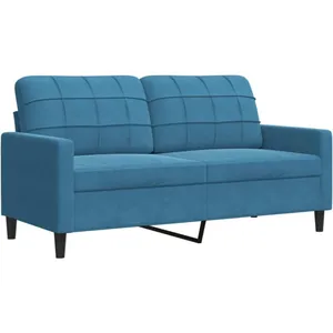 vidaXL Canapé à 2 places Bleu 140 cm Velours pas cher