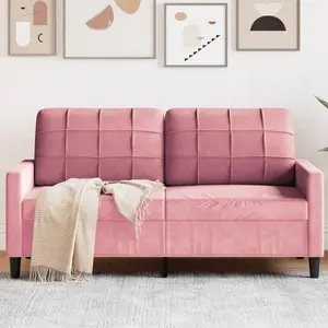 vidaXL Canapé à 2 places Rose 140 cm Velours pas cher
