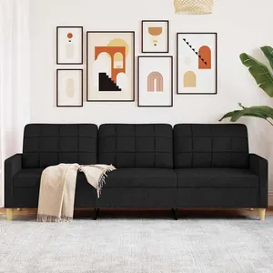 vidaXL Canapé à 3 places Noir 210 cm Tissu pas cher