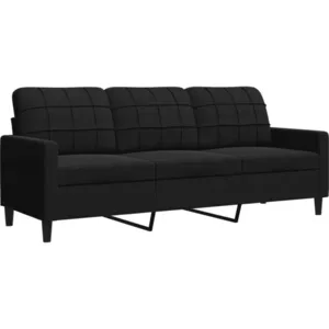 vidaXL Canapé à 3 places Noir 180 cm Velours pas cher
