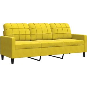 vidaXL Canapé à 3 places Jaune 180 cm Velours pas cher