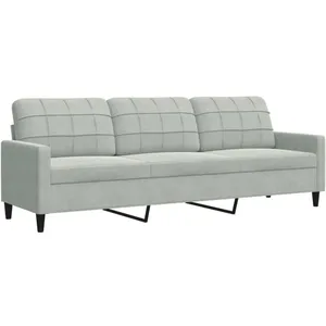 vidaXL Canapé à 3 places Gris clair 210 cm Velours pas cher