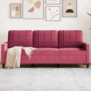 vidaXL Canapé à 3 places Rouge bordeaux 180 cm Velours pas cher