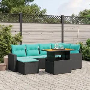vidaXL Salon de jardin 11 pcs avec coussins beige résine tressée pas cher