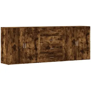 Comparateur de prix : vidaXL Buffets 3 pcs Chêne fumé Bois d'ingénierie