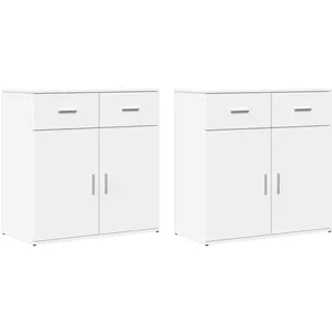 vidaXL Buffets 2 pcs blanc 79x38x80 cm bois d’ingénierie pas cher