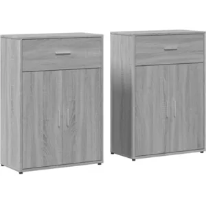 vidaXL Buffets 2 pcs sonoma gris 60x30x84 cm bois d'ingénierie pas cher