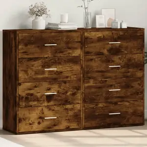 vidaXL Buffets 2 pcs chêne fumé 60x31x84 cm bois d'ingénierie pas cher