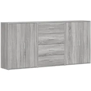 vidaXL Buffets 3 pcs sonoma gris 60x31x84 cm bois d'ingénierie pas cher