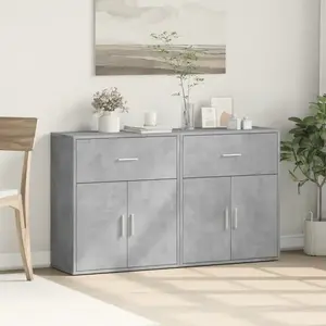 vidaXL Buffets 2 pcs gris béton 60x31x70 cm bois d'ingénierie pas cher