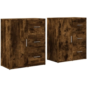 vidaXL Buffets 2 pcs chêne fumé 60x31x70 cm bois d'ingénierie pas cher