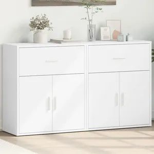 vidaXL Buffets 2 pcs blanc 60x31x70 cm bois d'ingénierie pas cher