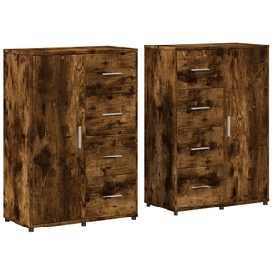 Comparateur de prix : vidaXL Buffets 2 pcs chêne fumé 60x31x84 cm bois d'ingénierie