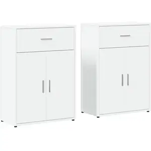 vidaXL Buffets 2 pcs blanc 60x30x84 cm bois d'ingénierie pas cher