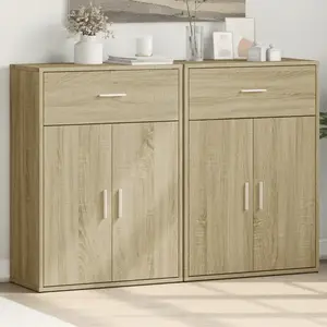vidaXL Buffets 2 pcs chêne sonoma 60x30x84 cm bois d'ingénierie pas cher