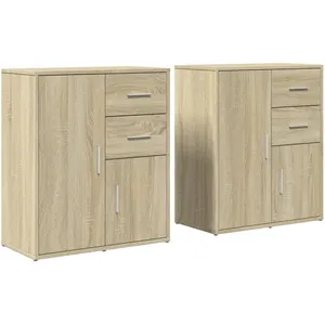 vidaXL Buffets 2 pcs chêne sonoma 60x31x70 cm bois d'ingénierie pas cher