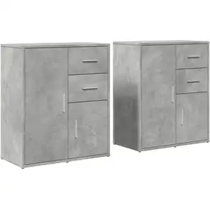 vidaXL Buffets 2 pcs gris béton 60x31x70 cm bois d'ingénierie pas cher