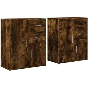 vidaXL Buffets 2 pcs chêne fumé 60x31x70 cm bois d'ingénierie pas cher