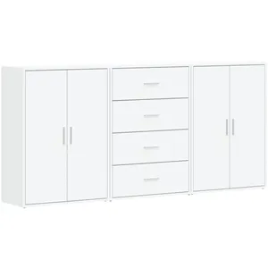 vidaXL Buffets 3 pcs blanc 60x31x84 cm bois d'ingénierie pas cher