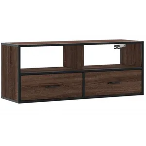 vidaXL Meuble TV chêne marron 100x31x39,5cm bois d'ingénierie et métal pas cher