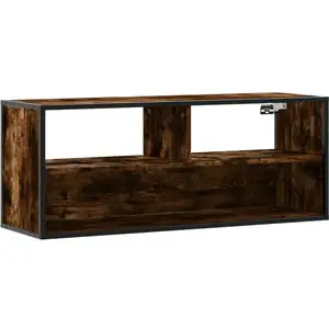 vidaXL Meuble TV chêne fumé 100x31x39,5 cm bois d'ingénierie et métal pas cher